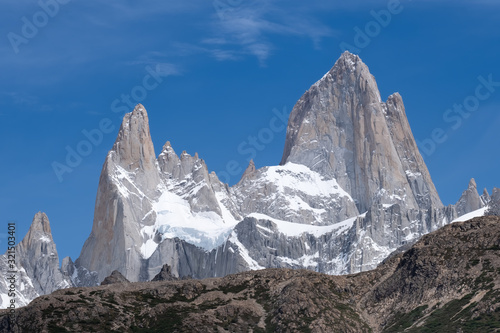View of the Fitz Roy peak from the ascent trail, Fitz Roy Trek, El Chalten, Patagonia, Argentina