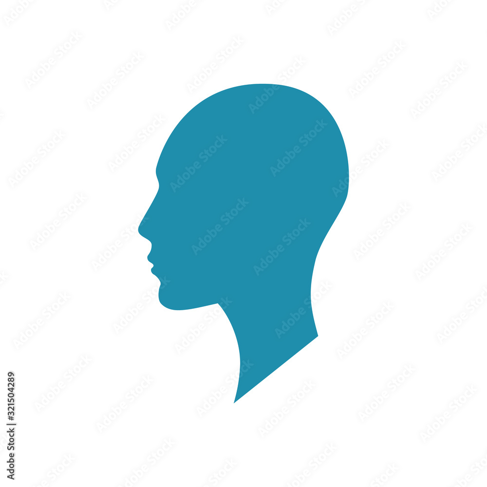 Side view silhouette of a bald woman's head.