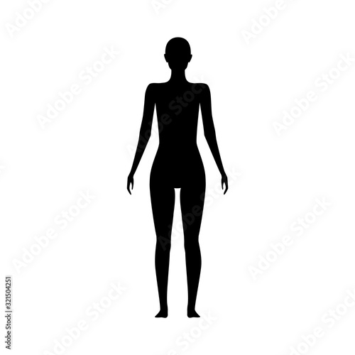 Front view human body silhouette of an adult female