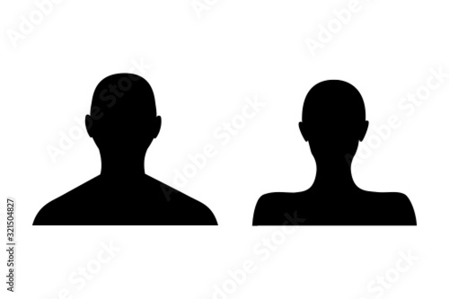 Anonymous female and male face avatar. Incognito man and woman head silhouette