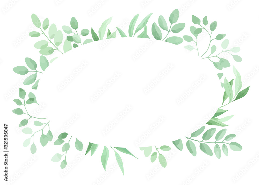 Green leaves frame template. Floral border. Vector illustration.. Green leaves frame template. Floral border. Vector illustration..