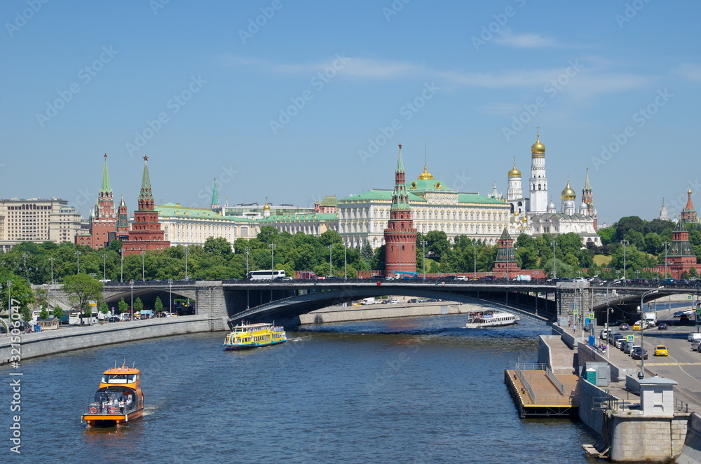 view of kremlin and river in moscow russia