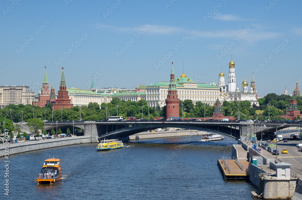 view of kremlin and river in moscow russia view of kremlin and river in moscow russia