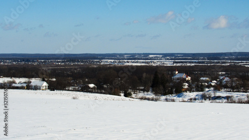 view of the village in winter. winter landscape.
