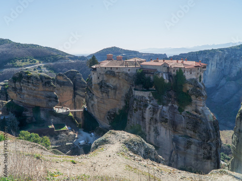 The holy monastery in Meteora Greece placed in the rocks produce the quiet that monks need to pray 