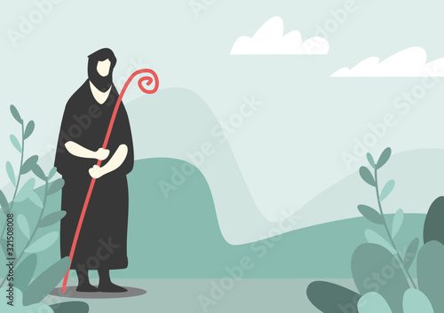Shepherd, white background, used for media design It is a vector image style.
