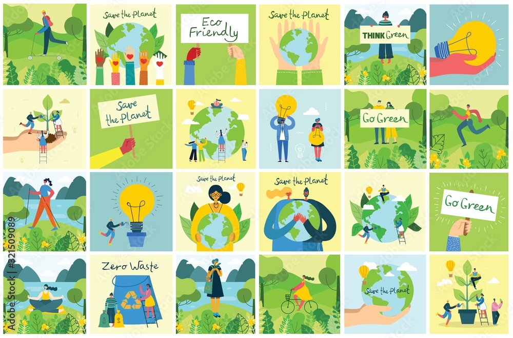 Vector illustration ECO backgrounds of Concept of green, Zero waste, eco energy and quote Save the planet. Vector illustration ECO backgrounds of Concept of green, Zero waste, eco energy and quote Save the planet.