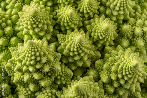 Romanesco broccoli on a dark wooden background. For vegans and a healthy diet. Copy space