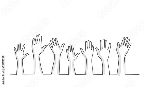 Line drawing vector illustration of different arms up.