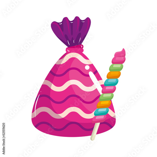 sweet in wrap with candy spiral in stick