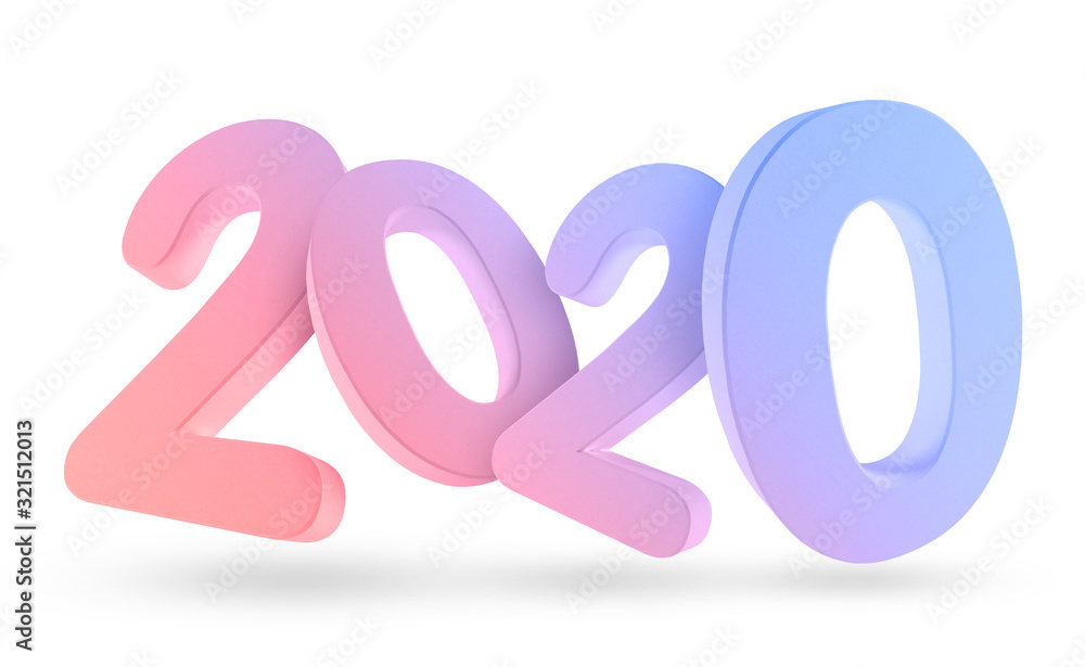 2020 new year. Isolated 3d render 2020 new year. Isolated 3d render