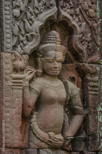 Carving of Apsara wat Angkor Thom, Cambodia.