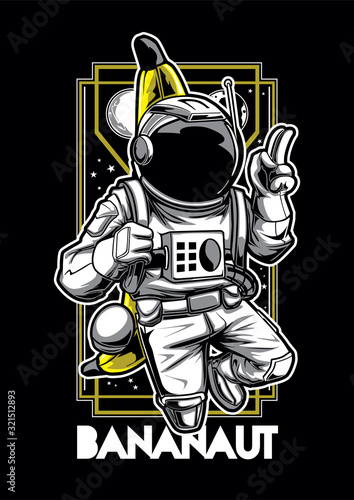 Astronaut & Banana Illustration Mascot Tshirt