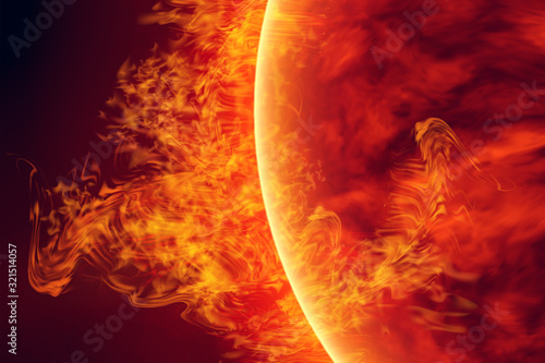 Science background - solar activity in space. Solar surface with solar flares, Burning of the sun. Global warming. Vector. Eps10