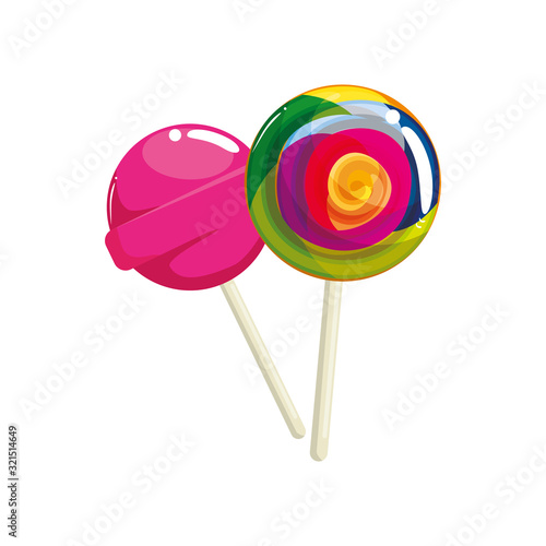 set of sweet lollipop isolated icon