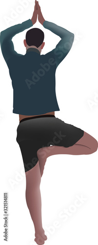 persona giovane in posizione in piedi concentrato yoga