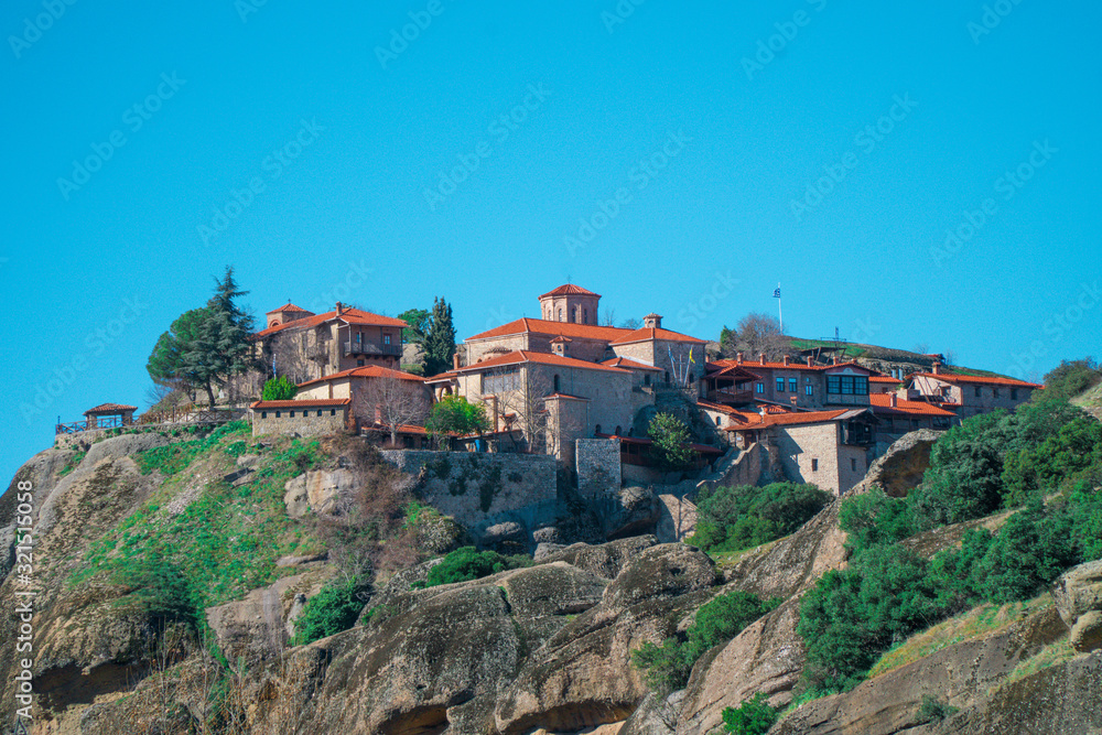 The holy monastery in Meteora Greece placed in the rocks produce the quiet that monks need to pray The holy monastery in Meteora Greece placed in the rocks produce the quiet that monks need to pray