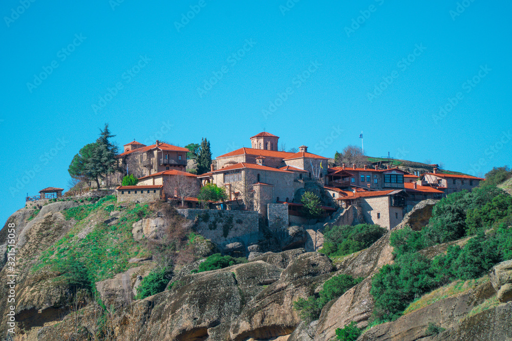 The holy monastery in Meteora Greece placed in the rocks produce the quiet that monks need to pray 