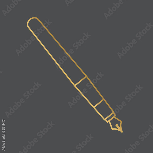golden fountain pen icon- vector illustration