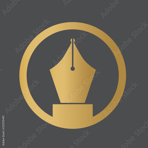 golden fountain pen nib icon- vector illustration
