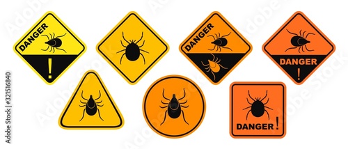 Mite danger sign. Isolated mite on white background