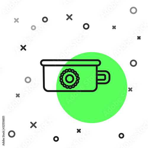 Black line Baby potty icon isolated on white background. Chamber pot. Vector Illustration