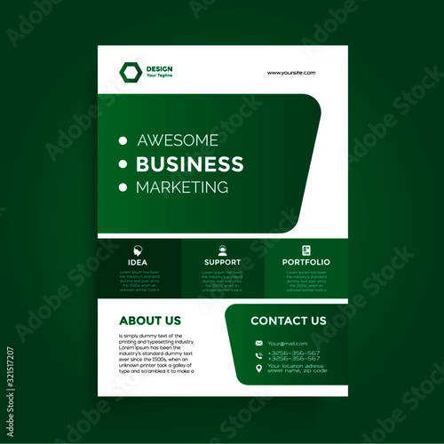 Corporate modern business conference marketing flyer design in green color