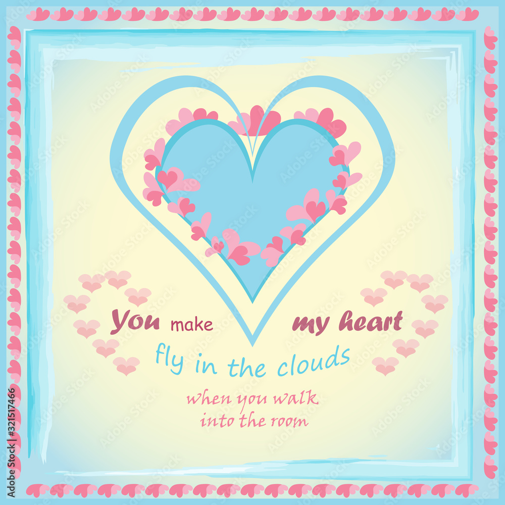 Love letter concept with flying hearts. Heart flies in the clouds. Spring mood. Romance. Valentine's Day. EPS 10 Love letter concept with flying hearts. Heart flies in the clouds. Spring mood. Romance. Valentine's Day. EPS 10