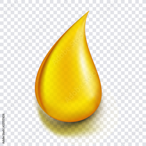 Oil drop or honey isolated on transparent background as industrial and petroleum concept. vector illustration.