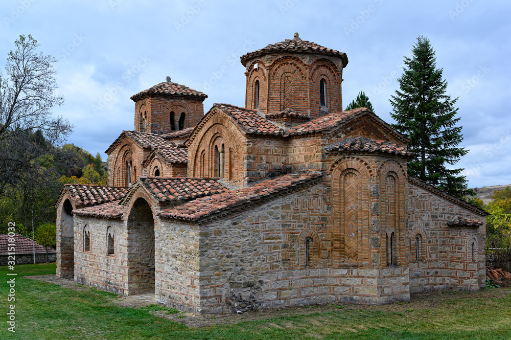 View of the byzantine Church of the Saint George in the village of Omorfoklissia, near Kastoria, in northwestern Greece
