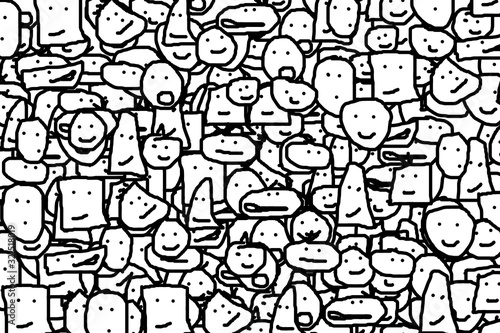 Smile face and emotion Cartoon Doodle texture background pattern design wallpaper , Hand drawn