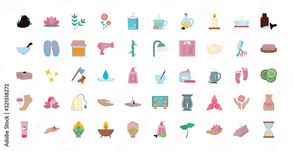 Fototapeta premium Isolated spa center icon set vector design