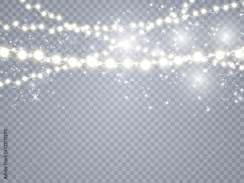 Christmas lights isolated on transparent background. Vector illustration.	