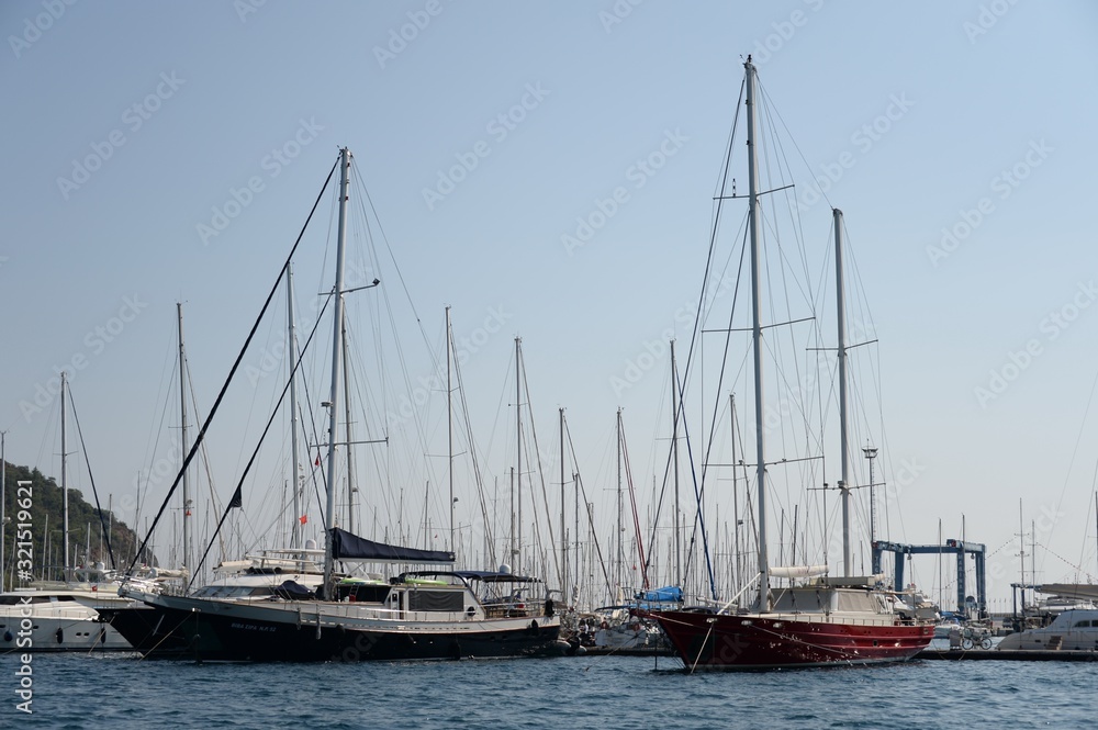 Traditional Turkish gulets in the Harbor of Marmaris