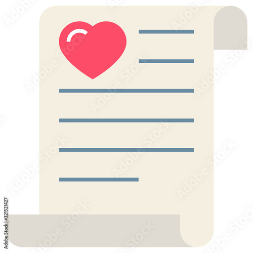 Proposal Letter Flat Concept, Pink Heart Lover Conversation on Paper Vector Icon design, Valentines Decor Postcard on white background
