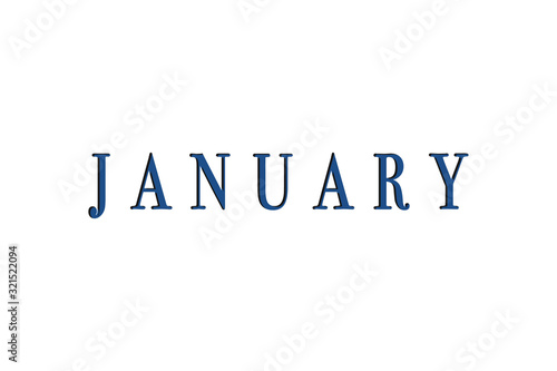 The month of January is isolated in blue on a white background for the calendar.
