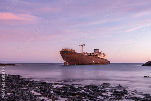 Shipwreck Temple Hall on the shore of Lanzarote, Canary Islands © wlad074