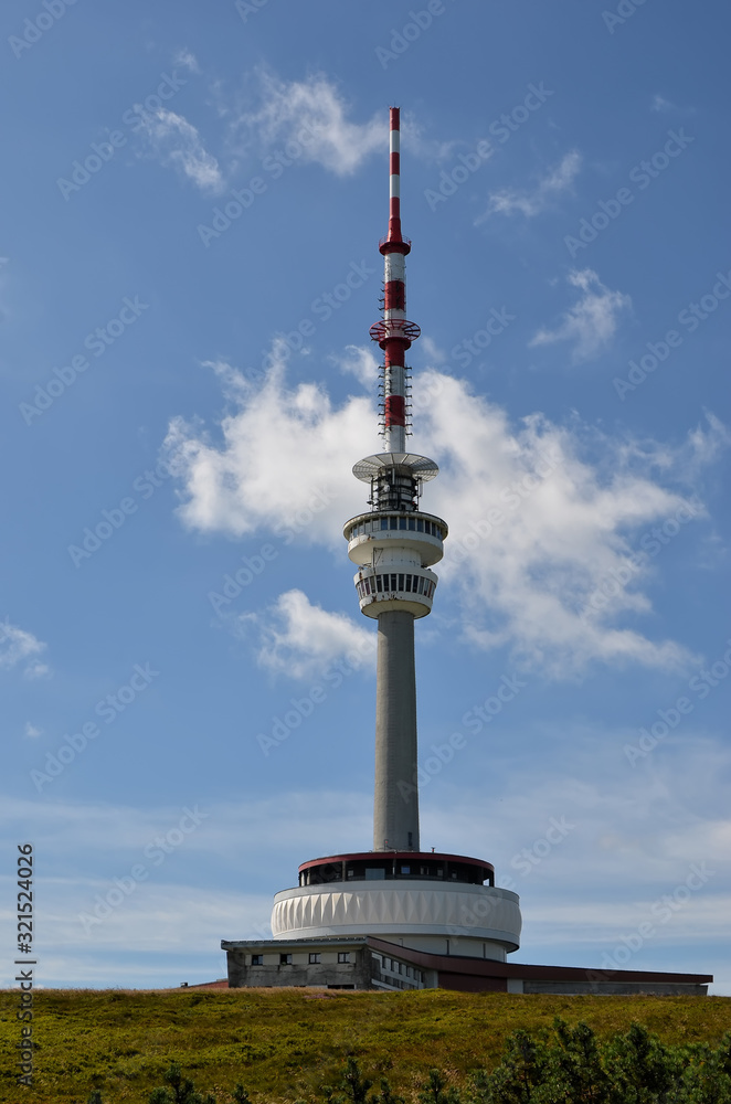 Fototapeta premium television tower on the hill praded in czech republic