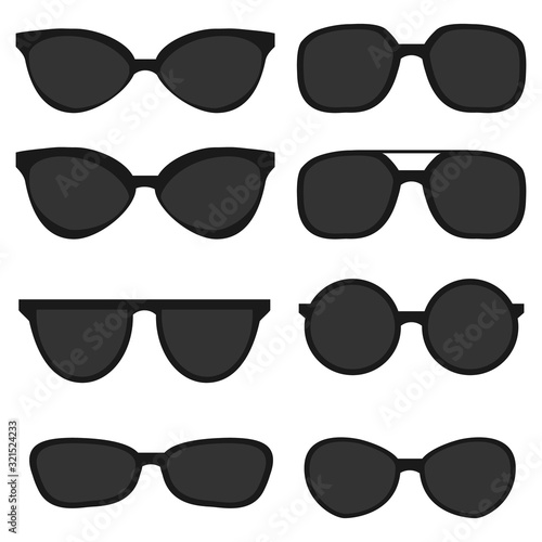Sunglasses. Black sunglasses from the sun isolated on a white background. Vector illustration of sunglasses.