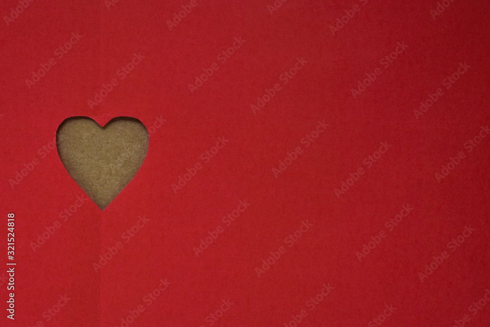 Fototapeta premium Love heart on red background
