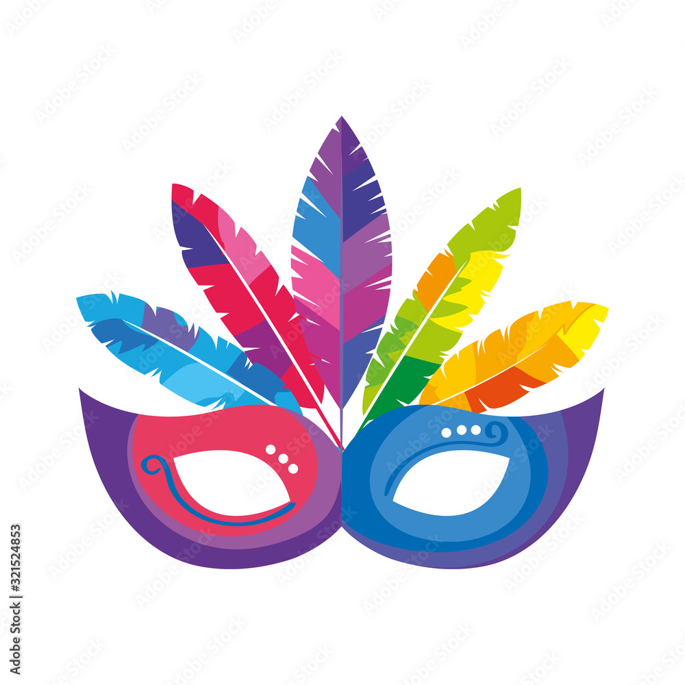 mask carnival with feathers isolated icon vector illustration design - obrazy, fototapety, plakaty 