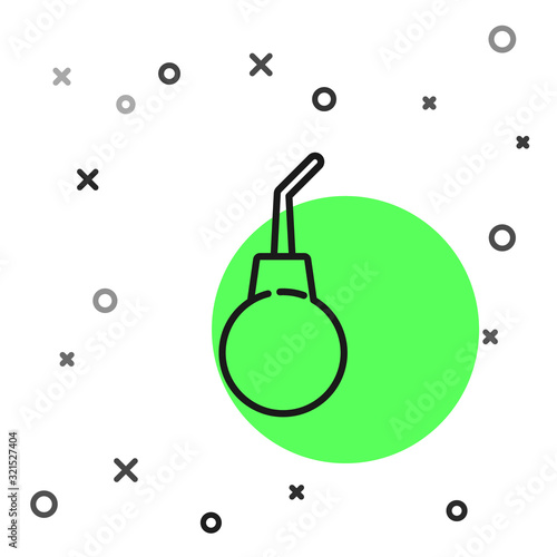 Black line Enema pear icon isolated on white background. Medical rubber pump. Vector Illustration