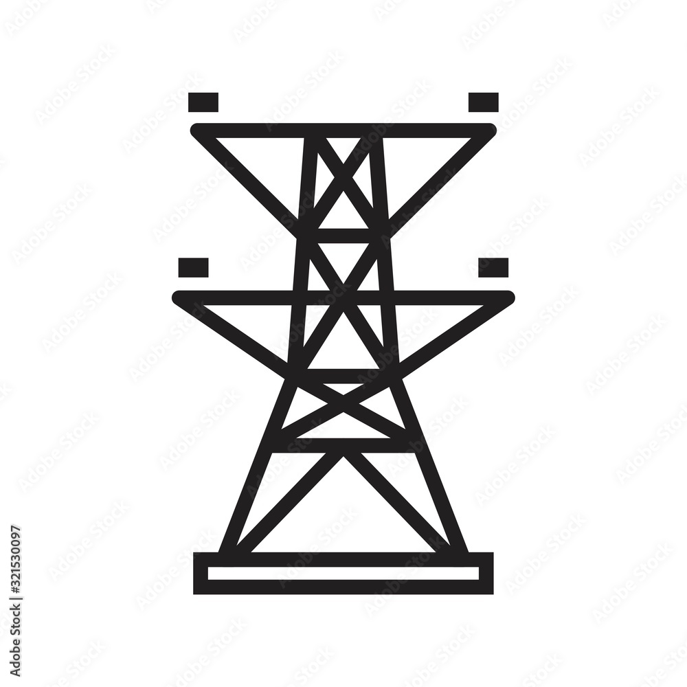 Electric tower, Overhead power line icon template black color editable. Electric tower, Overhead power line icon symbol Flat vector illustration for graphic and web design. Electric tower, Overhead power line icon template black color editable. Electric tower, Overhead power line icon symbol Flat vector illustration for graphic and web design.