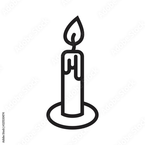 Burning candle in candle stick line icon template black color editable. candle stick line icon symbol Flat vector illustration for graphic and web design.