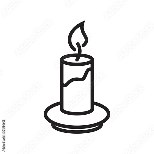 Burning candle in candle stick line icon template black color editable. candle stick line icon symbol Flat vector illustration for graphic and web design.