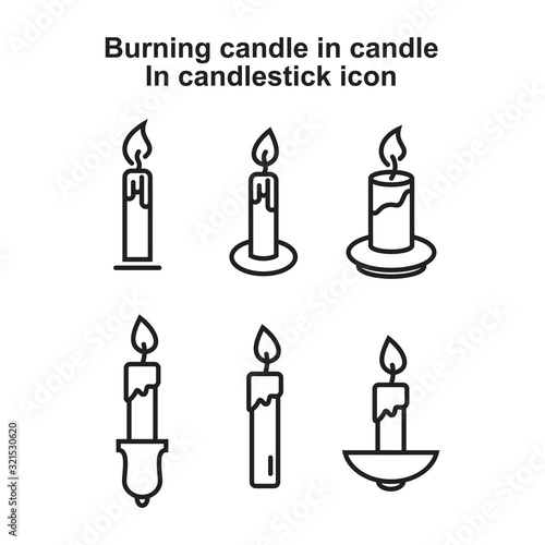 Burning candle in candle stick line icon template black color editable. candle stick line icon symbol Flat vector illustration for graphic and web design.