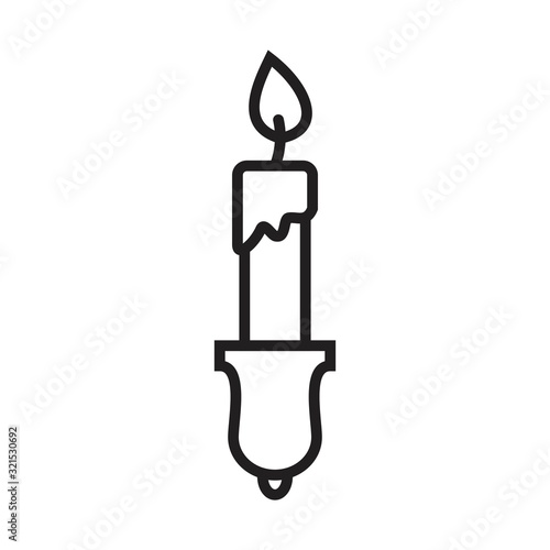 Burning candle in candle stick line icon template black color editable. candle stick line icon symbol Flat vector illustration for graphic and web design.
