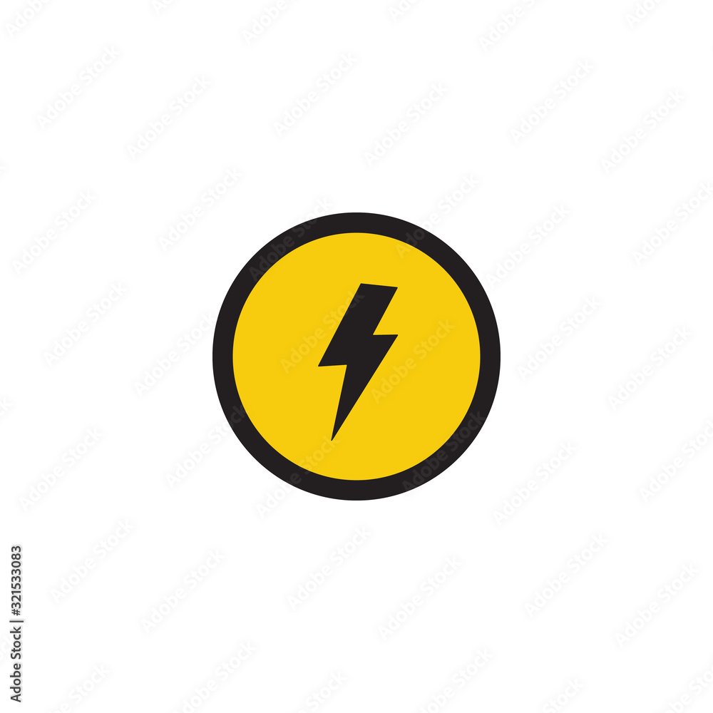 Lightning strike symbol in circle warning banner vector illustration isolated. Lightning strike symbol in circle warning banner vector illustration isolated.