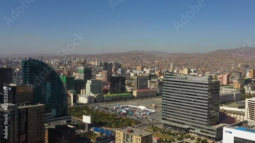 Aerial Mongolia Ulaanbaatar September 2019 Sunny Day 4K Mavic Pro  Aerial video of downtown central Ulaanbaatar in Mongolia on a beautiful sunny day.