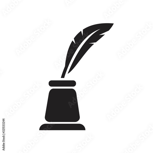 Feather and inkwell icon template black color editable. Feather and inkwell icon symbol Flat vector illustration for graphic and web design.